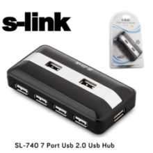 S-link SL-740 7 Port USB 2.0 USB Hub+Adaptör Siyah