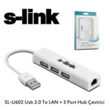 S-link SL-U602 USB 2.0 To LAN + 3Port Hub Çevirici